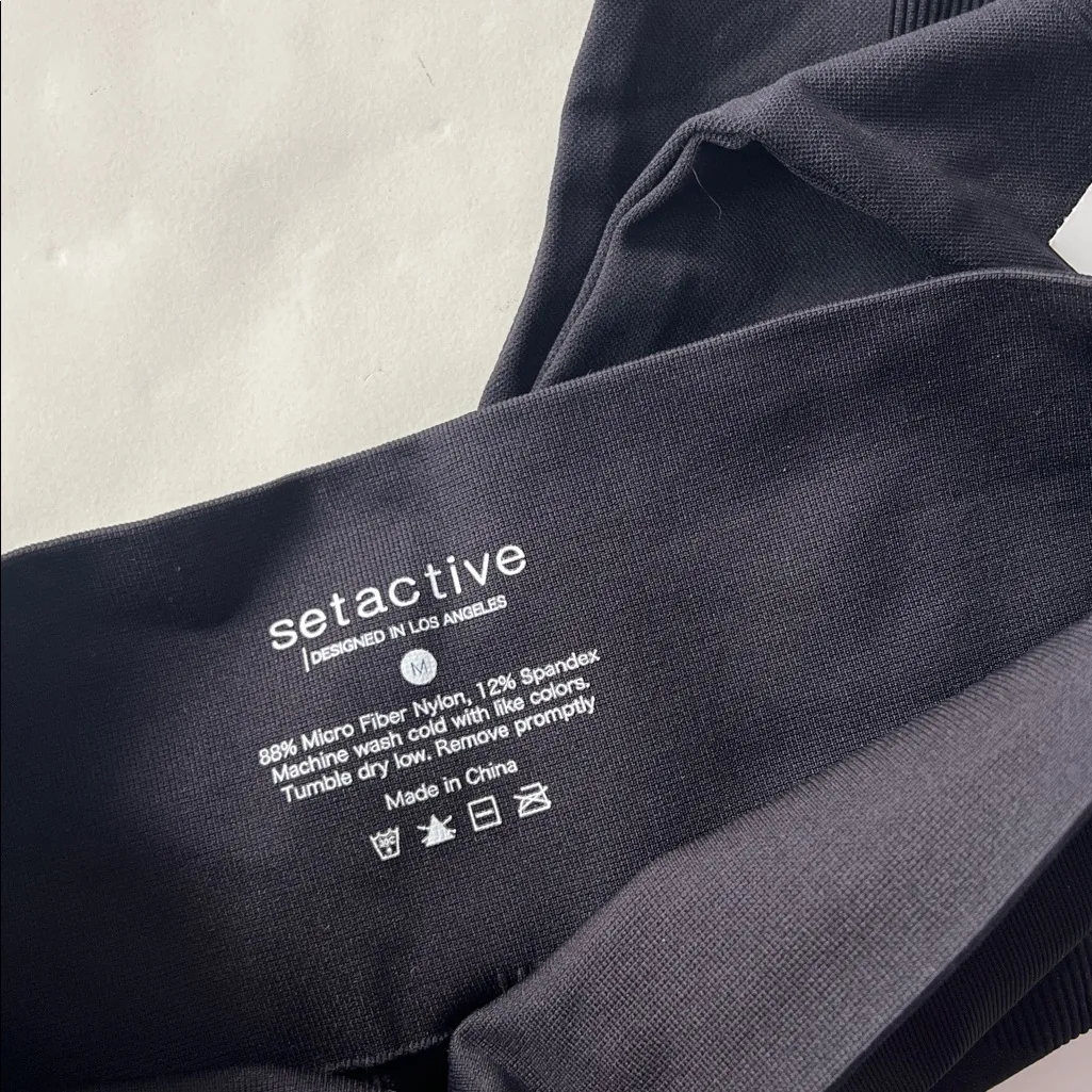 SET ACTIVE Seamless Sculptflex Leggings Black Ribbed Size M - Image 7