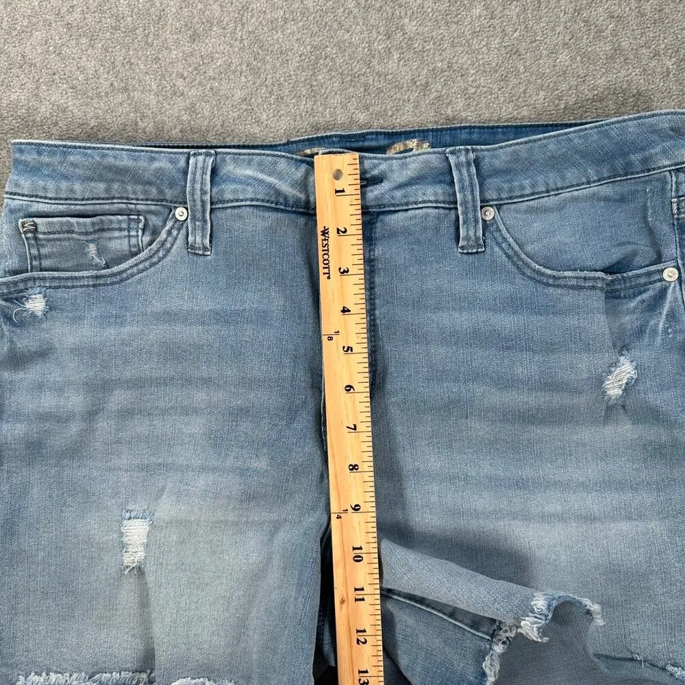 Seven7 Jeans Weekend Short WOmen's 16 Blue Denim Cut Off Distressed 4.5" Inseam - Image 7