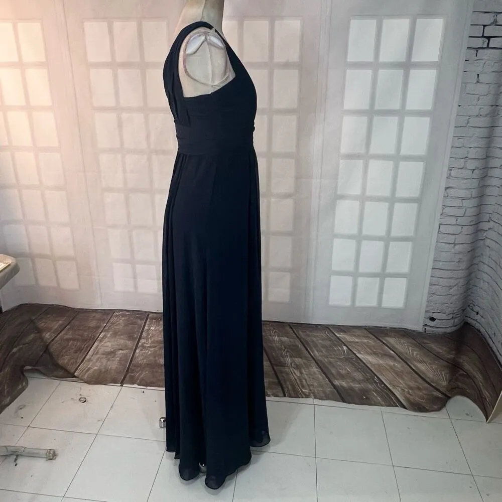 Monique Lhuillier Blue Pleated Surplice Neck Sleeveless Bridesmaid Gown Sz 2 - Image 5