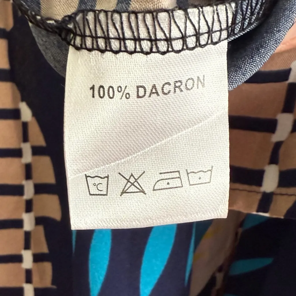 Bold Abstract Print Long Sleeve Tiered Dress Flowing Fit Vibrant Multicolor - Image 8