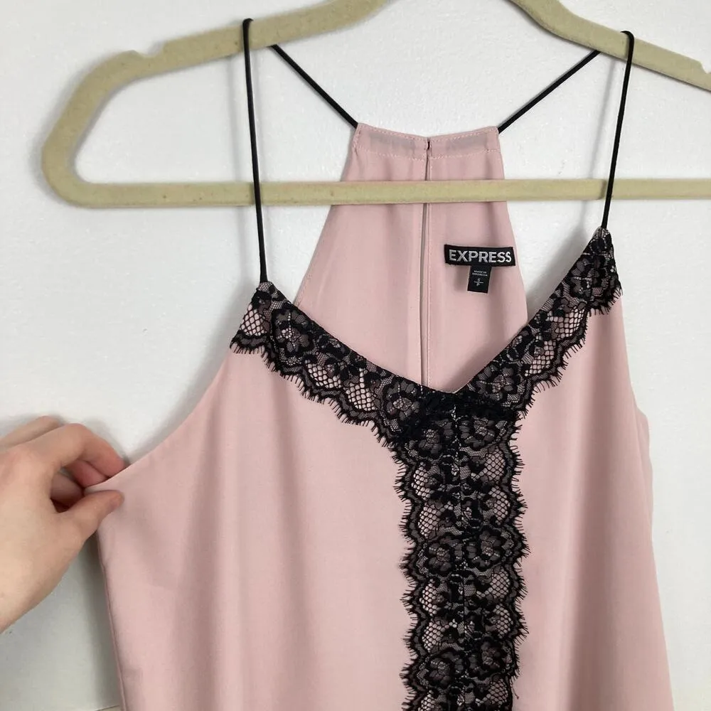 Y2K Express Womens S Pink Lace Trim Strappy Going Out Tank Top Coquette Fairy - Image 3