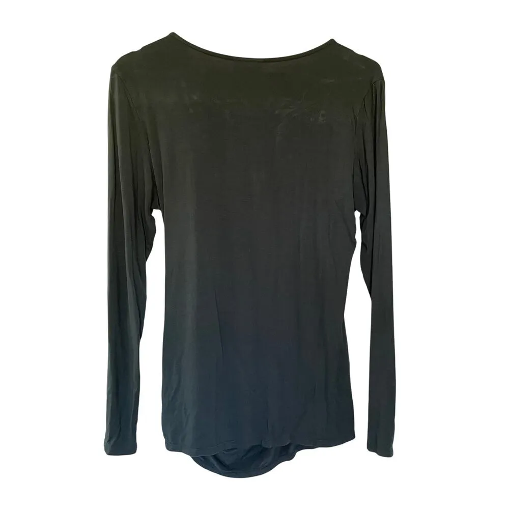 Milk nursingwear turquoise green long sleeved shirt rayon top women's size M Size M - Image 8