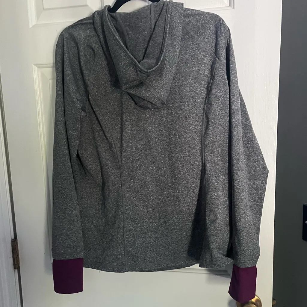 Reebok women's hoodie gray with purple accent - Image 2