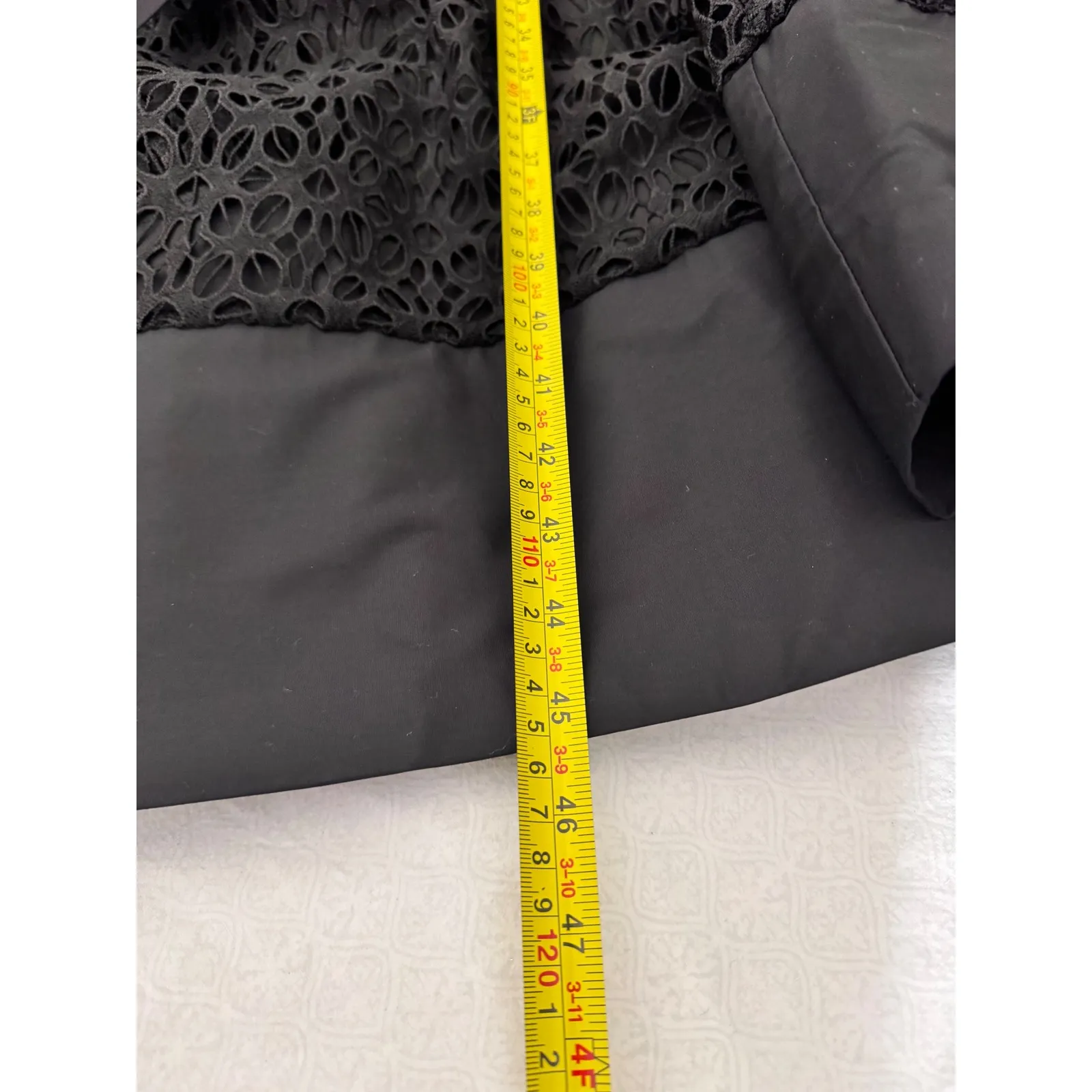 AQUA Black Eyelet Midi Dress Party Cocktail Fit‎ & Flare L - Image 6