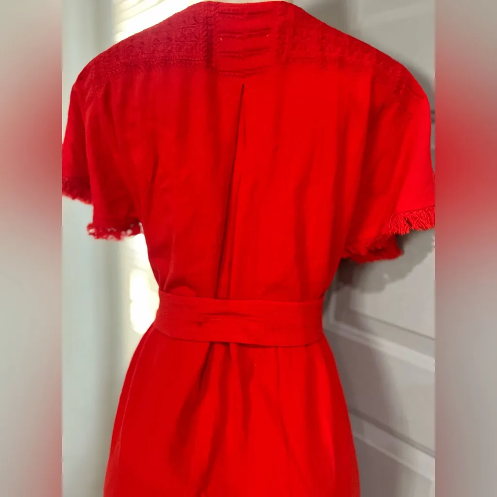 Madewell Linen Blend Embroidered Belted Dress By Madewell!! Size S - Image 6