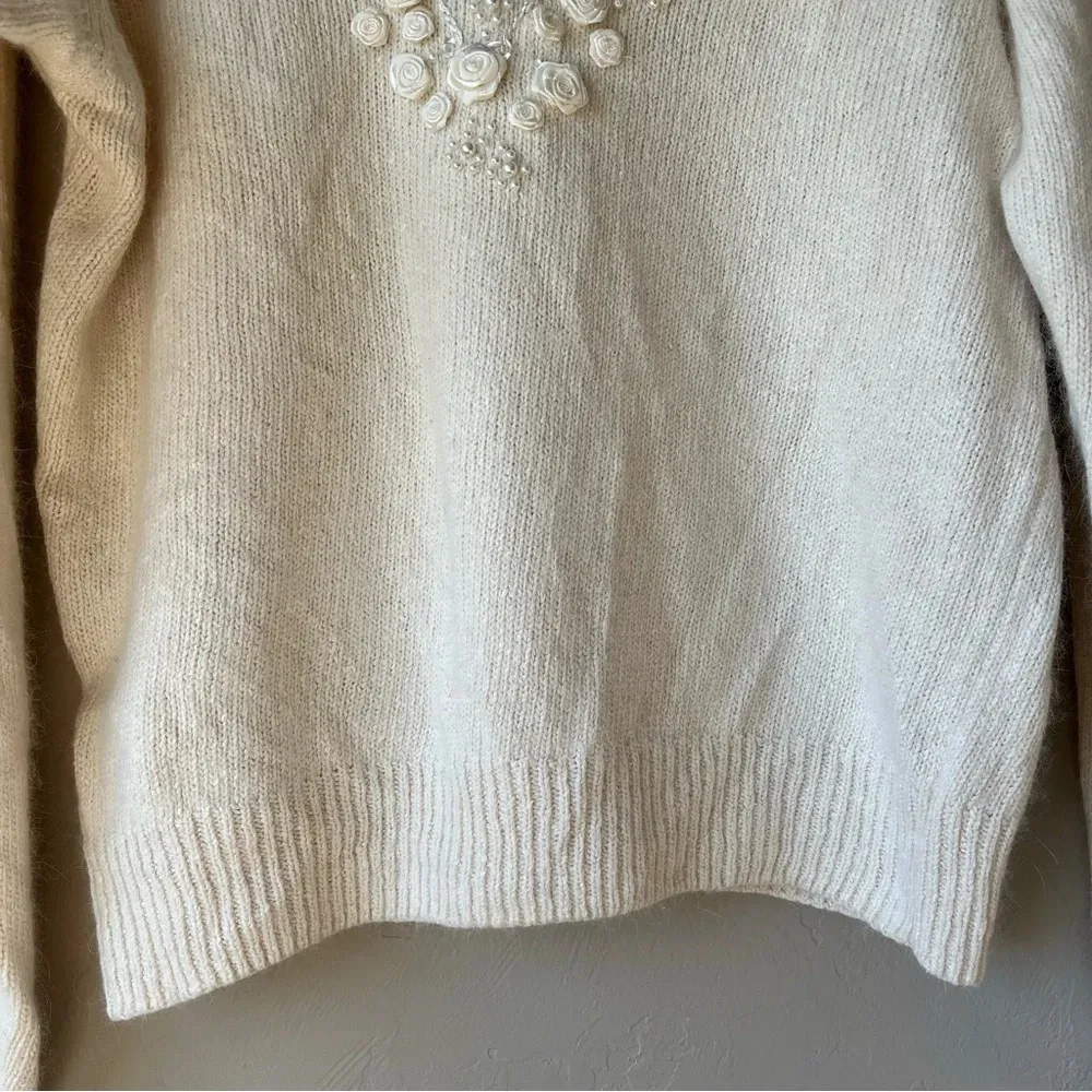 Sweater‎ Pearl Bride Cream coquette preppy feminine vintage girly soft boho cute White Size M - Image 5
