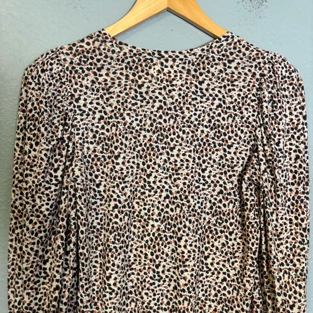 Nation LTD Loren‎ Animal Print Balloon Sleeve Top XS Boho Classic Pima Cotton - Image 8