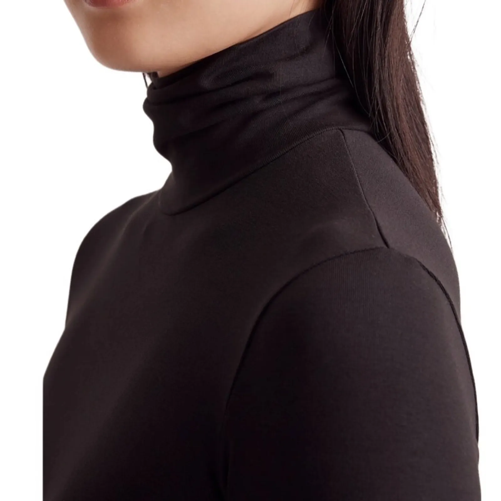 MADEWELL High Neck Bodysuit Sz Sz S Black Grunge Whimsygoth Stretch Business NWT - Image 4