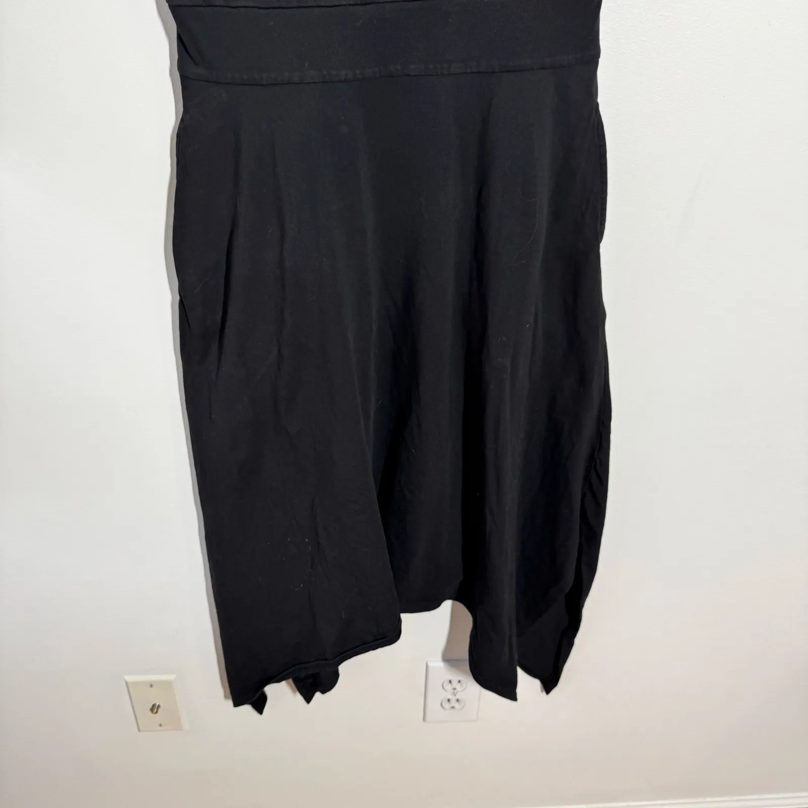 Pact Organic Cotton Handkerchief Hem Dress Women L Black Pocket Square Neckline Size L - Image 5