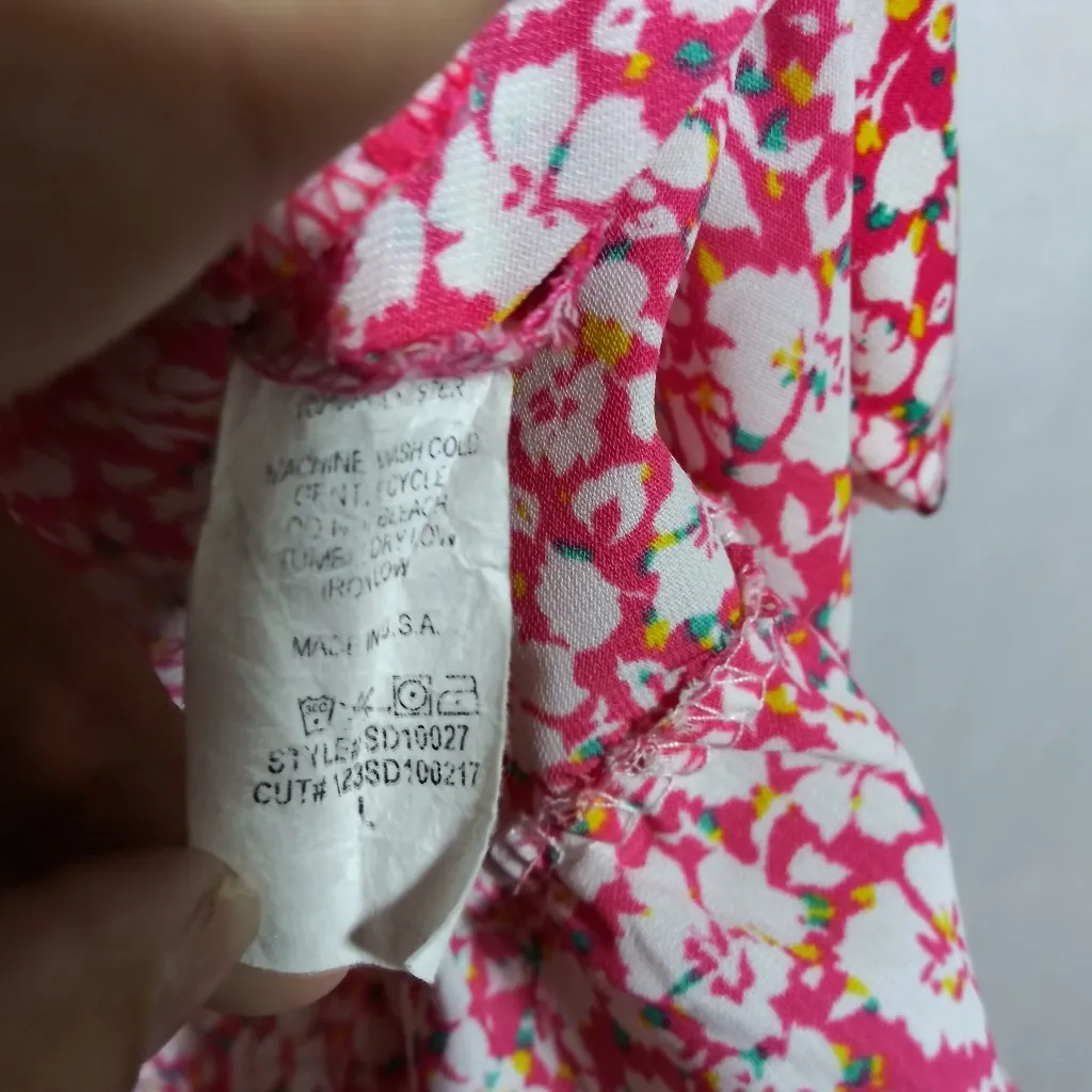 Betsy's Boutique Sassy Floral Ruffle Accented Dress Vacation Summer Size L Pink Size L - Image 6