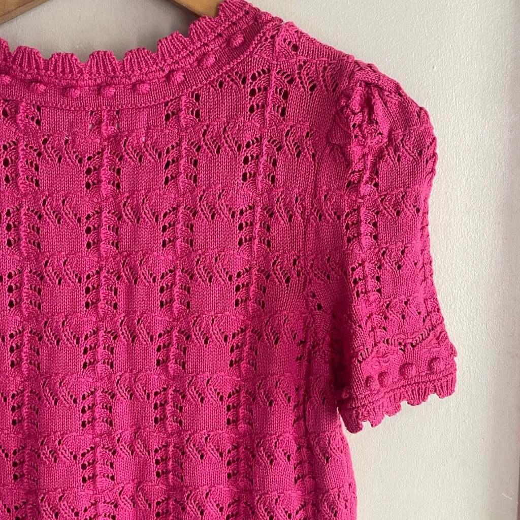 By Anthropologie Pointelle Sweater Tee Pink - Image 10