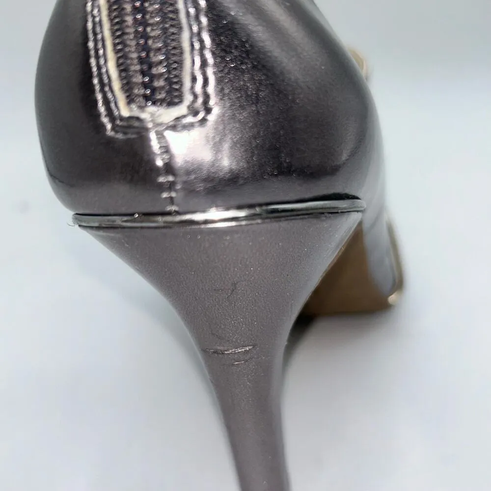 Alfani Step‎ N Flex Heels Womens 10M Dark Pewter Gold Straps Siennahp Pumps NEW - Image 8