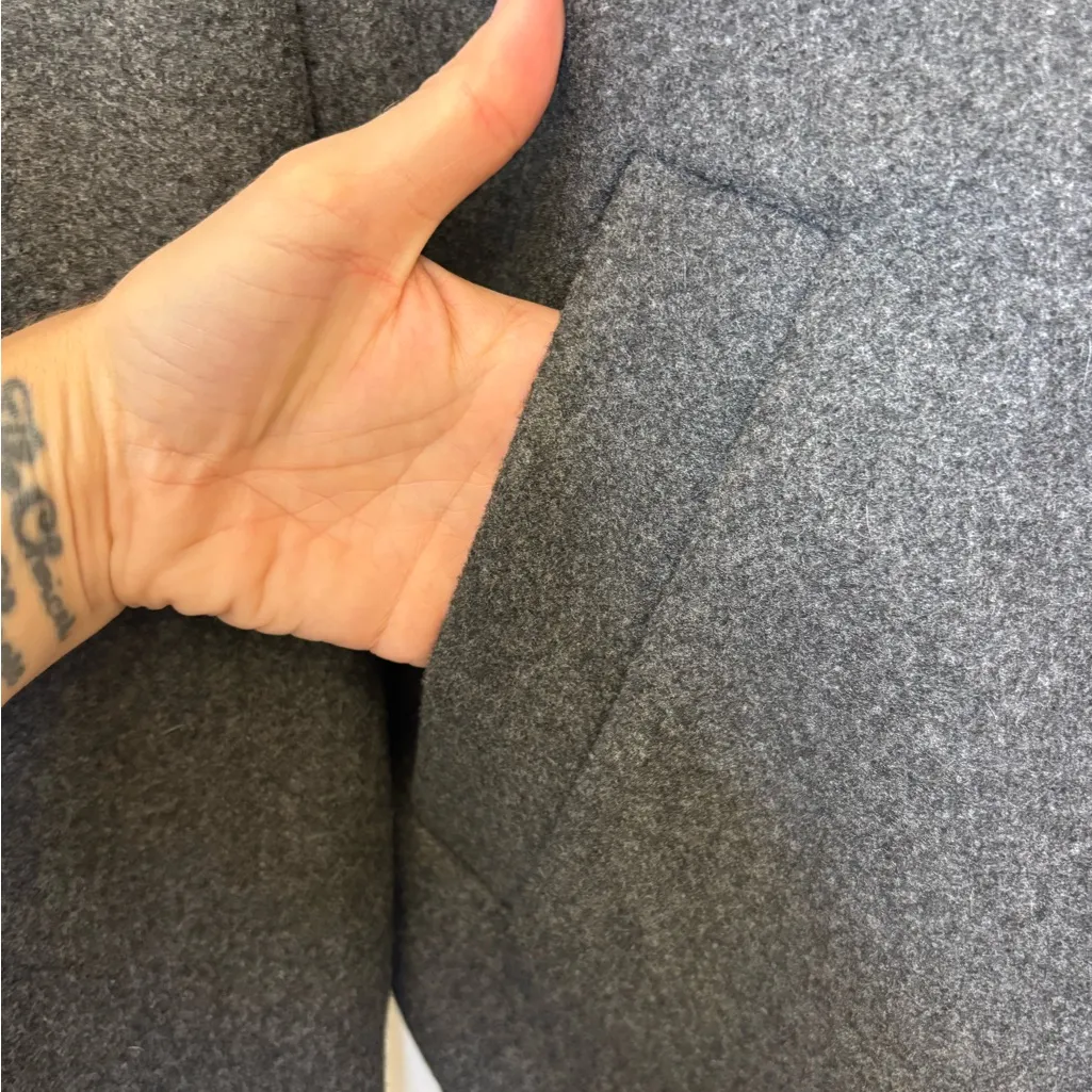 Vero Moda Gray Wool Blend Bomber Jacket Minimalist Streetwear Medium - Image 3