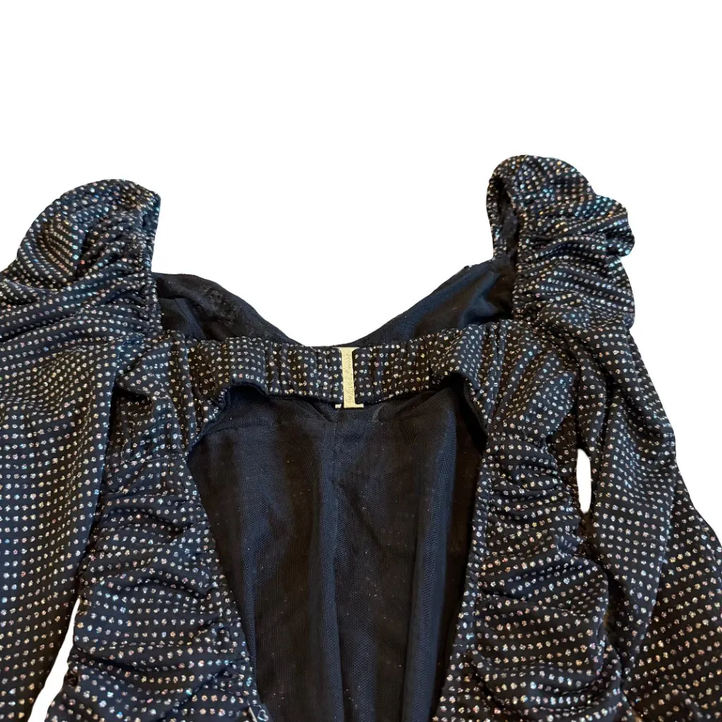 For Love & Lemons All That Glitters Black Bodycon Dress Sparkle Mini Size Small - Image 11