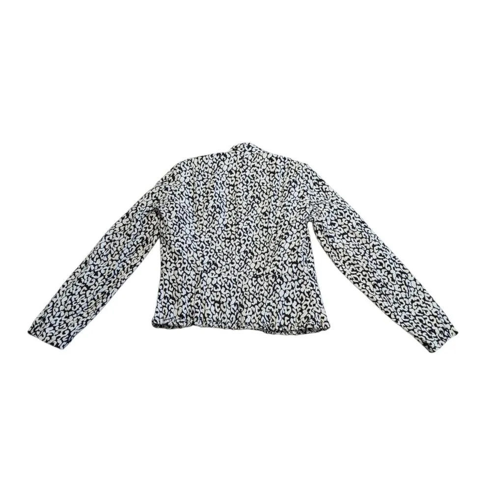 Alberto Makali Leopard Print Blazer Jacket White Black Animal Womens Small Y2K - Image 3
