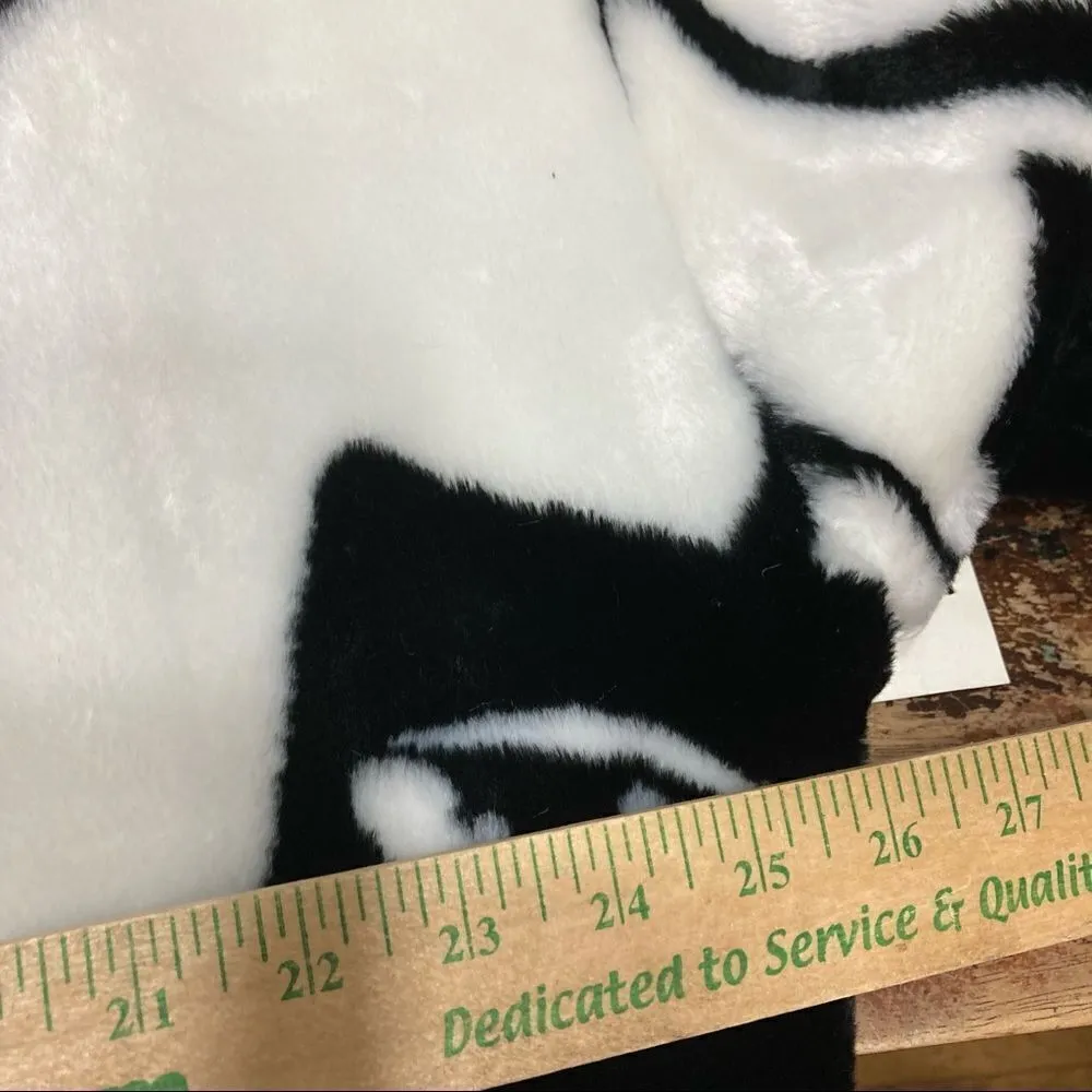 Vintage 80s‎ 90s Faux Fur Faces Print Wrap Midi Coat New With Tags Oversized Black Size M - Image 6