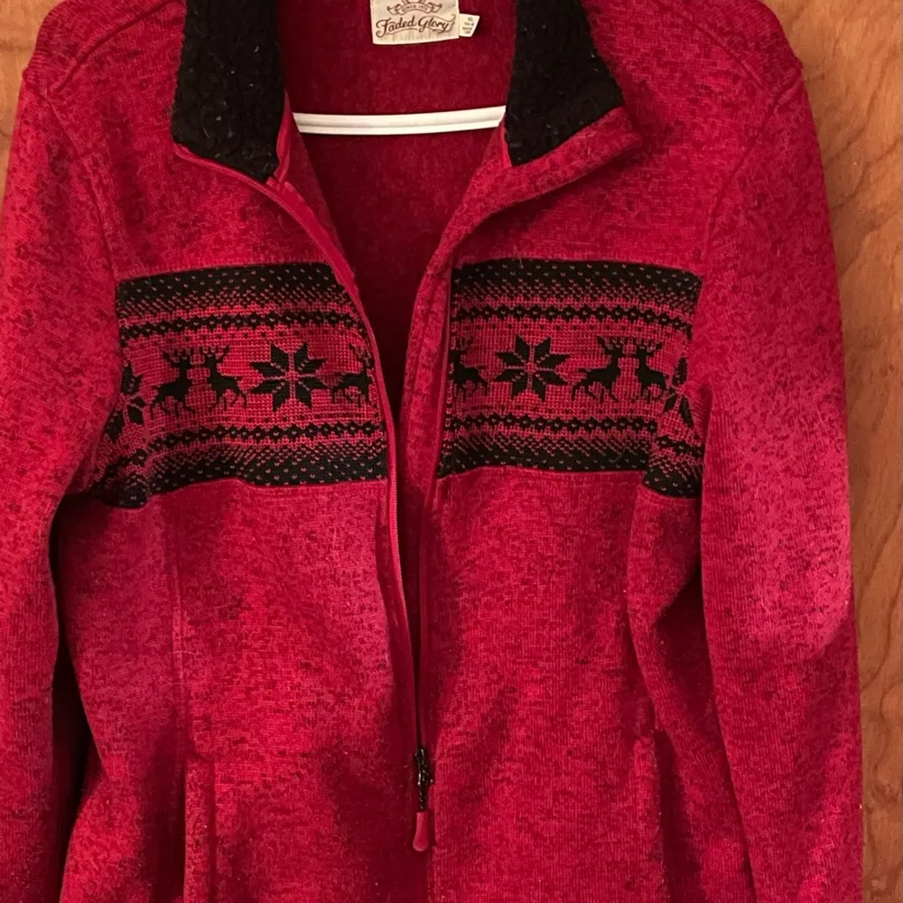 Vintage Faded Glory Women's Red and black Sweater/Jacket Zipper XL - Image 3