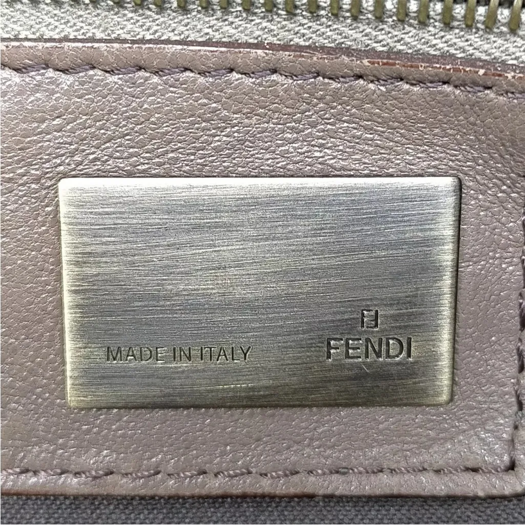 Fendi  Croc Embossed Canvas Bronze Handbag EUC - Image 7