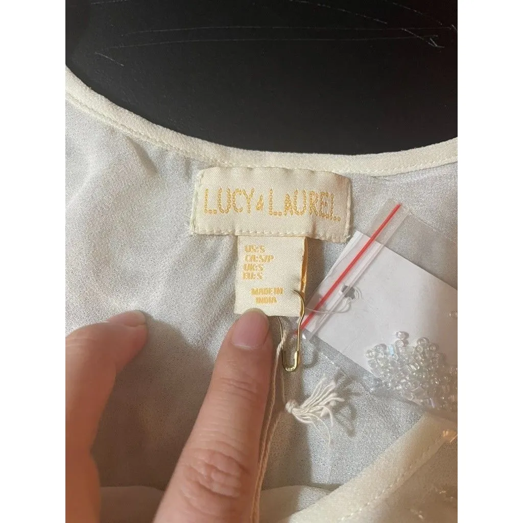 NEW Lucy & Laurel Beaded net mermaid tank Top blouse S PARTY FESTIVAL DAINTY - Image 7