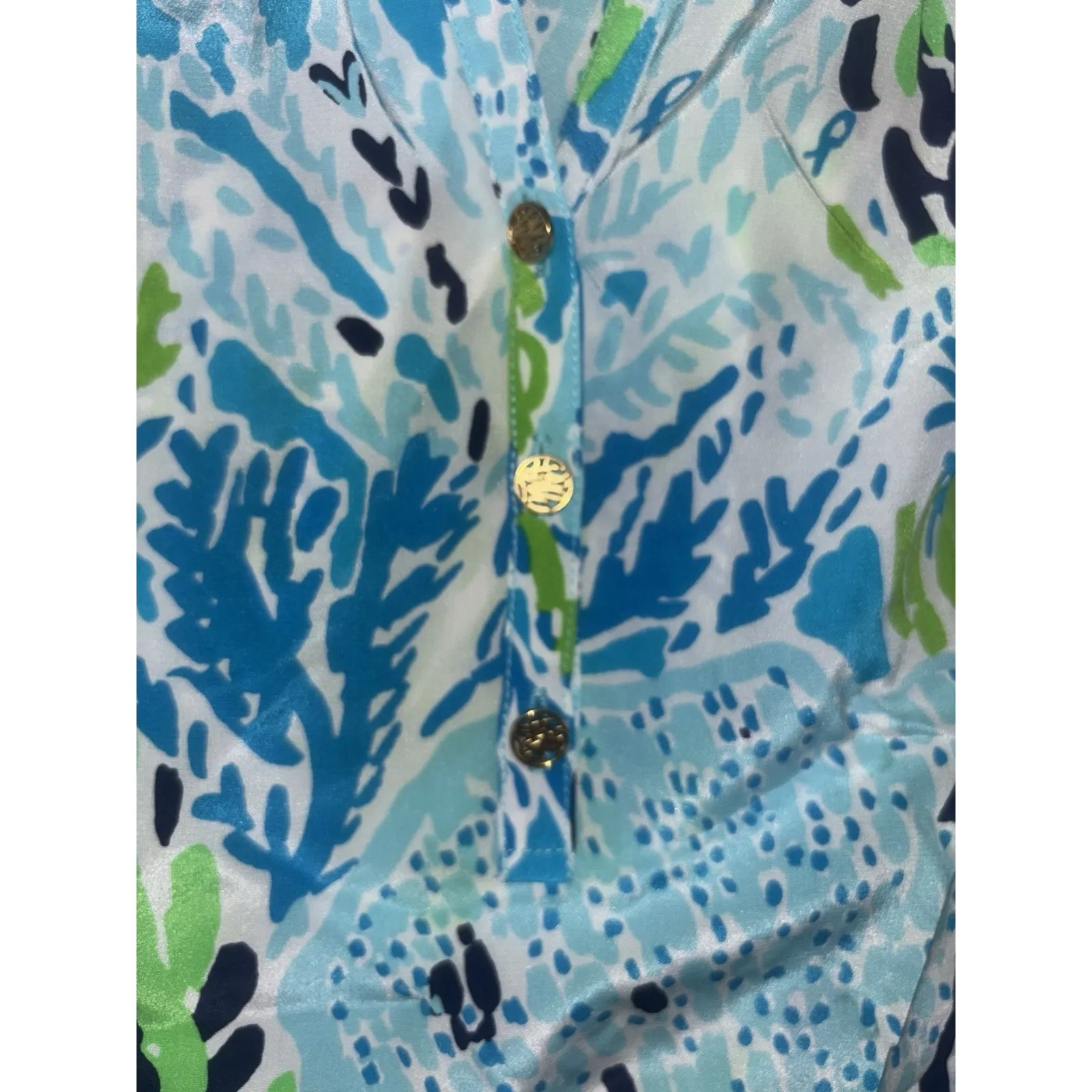 Lilly Pulitzer Let's Cha Cha Elsa Silk Top - Blue Green Small - Image 6