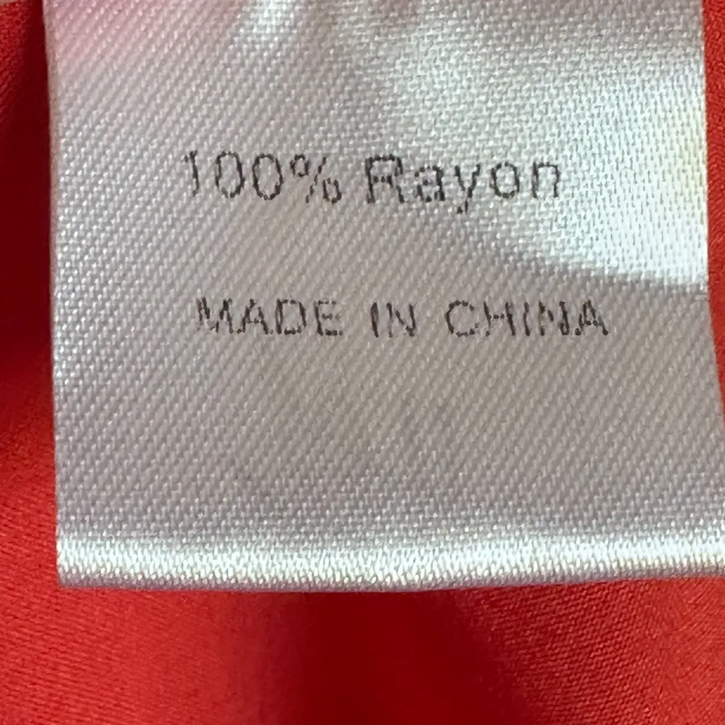 W20. ZESICA Women’s Vibrant Coral Red Puff Sleeve Tiered Midi Rayon Large Dress Size undefined - Image 6