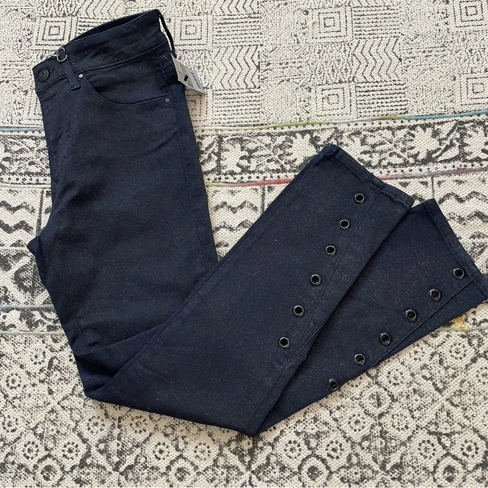 Mavi high rise shimmer grommets skinny ankle jeans size 27 dark blue - Image 2