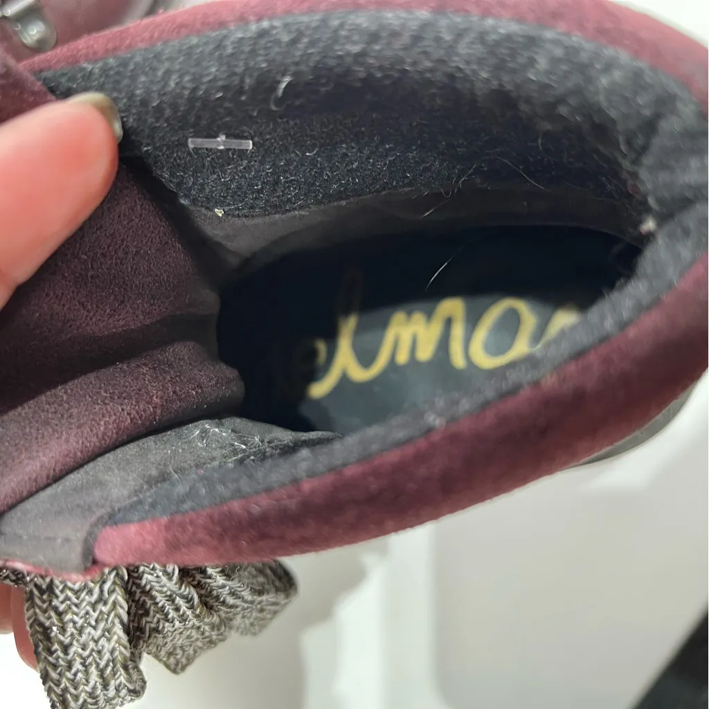 Sam Edelman Women 7 Darrah Combat Lace Up Hiker Boot Burgundy Leather Wool Boho - Image 8