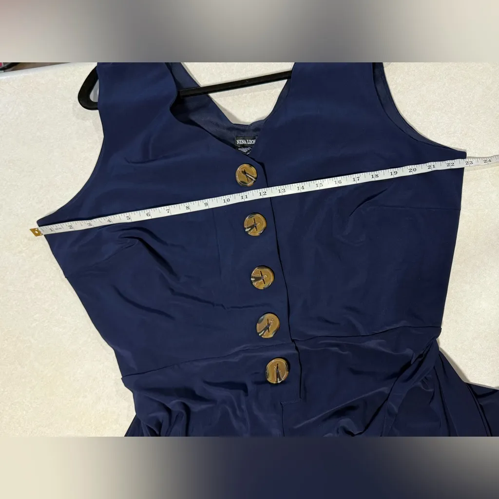 Nina Leonard Women's V-Neck Cropped Navy Sleeveless Jumpsuit Size 1X NWT - Image 12