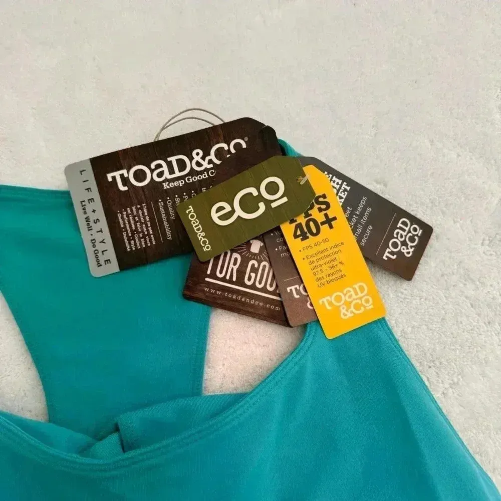 Toad & Co Tech Tomboy Racerback Dress Teal Sz s Green - Image 11