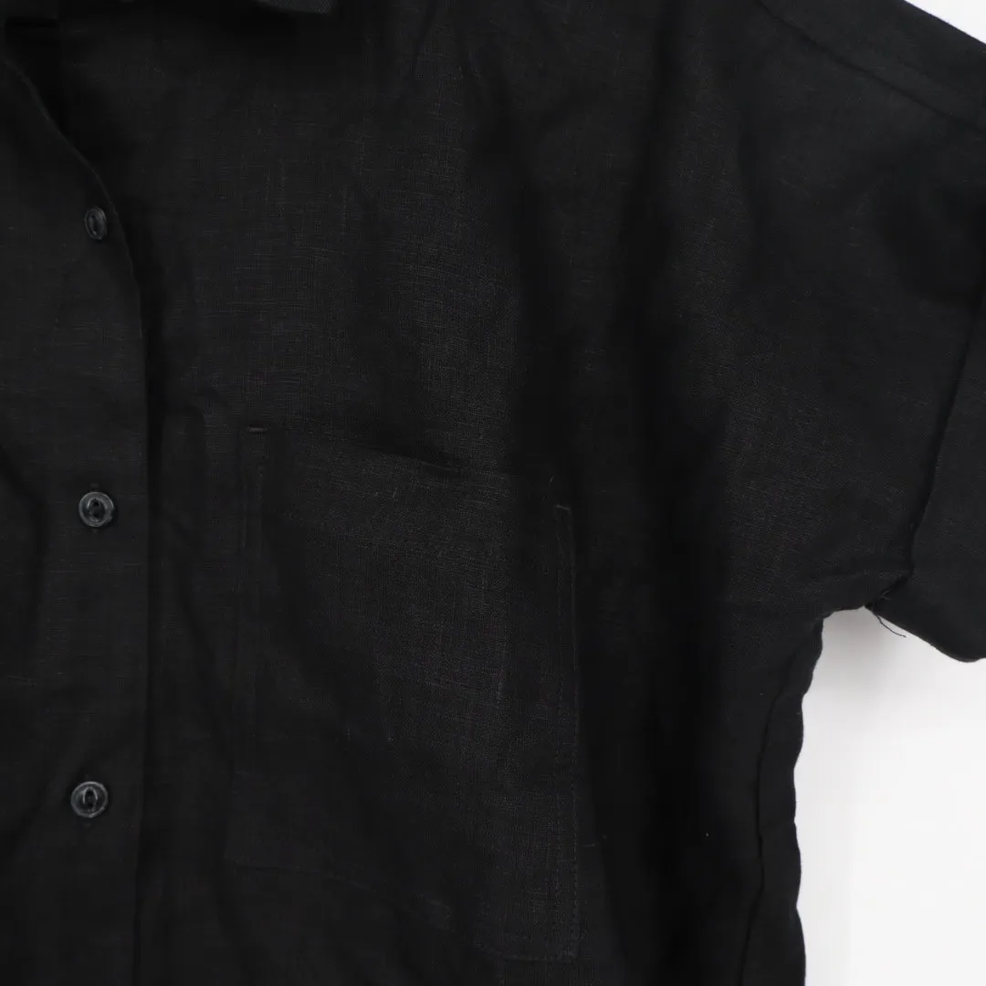 American Giant Women's Linen Shirt Size XS Made In USA Black - Image 4