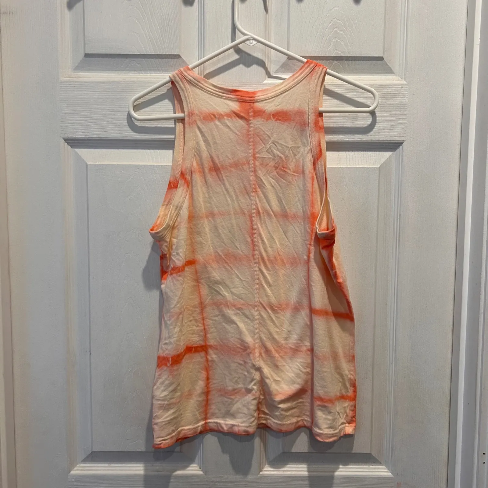 Everlane Tie Dye Tank Top Womens Cream Orange Sleeveless Casual Cotton Sz Large - Image 5