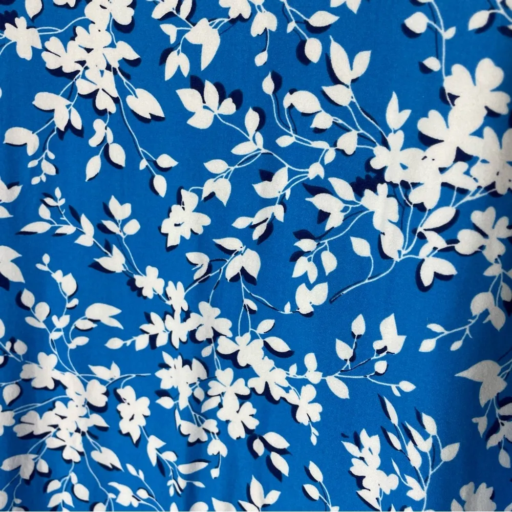 Draper James Sleeveless Floral Ruffle Bottom Dress Blue White Size Small / Med - Image 5