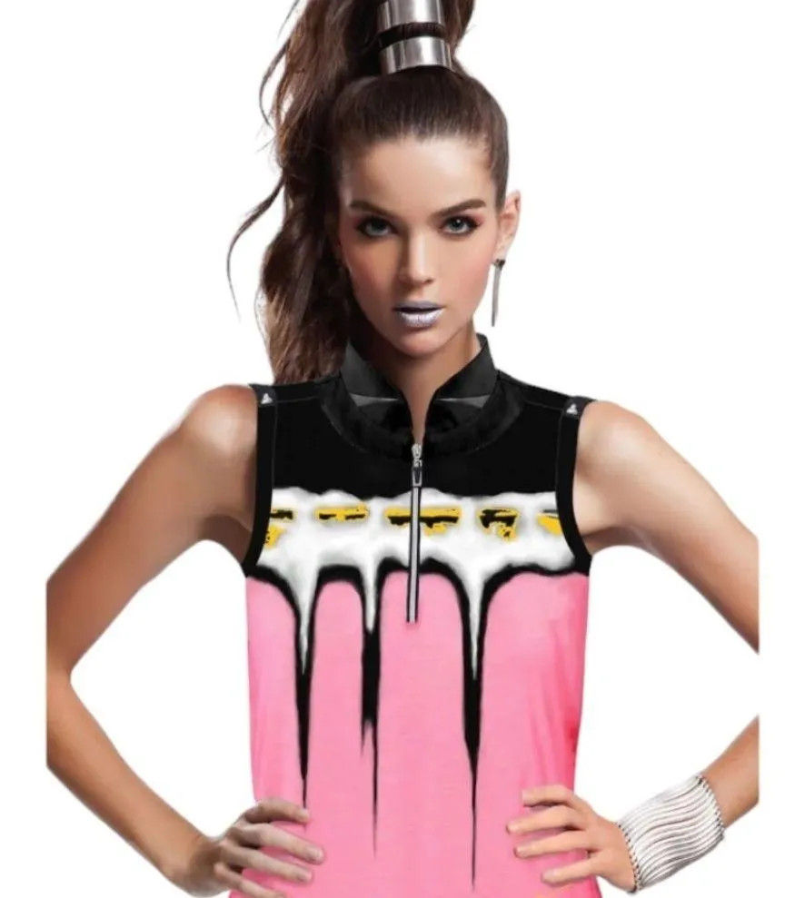 Jamie Sadock Womens Sleeveless Peak Golf Polo Top Size Medium Pink - Image 11