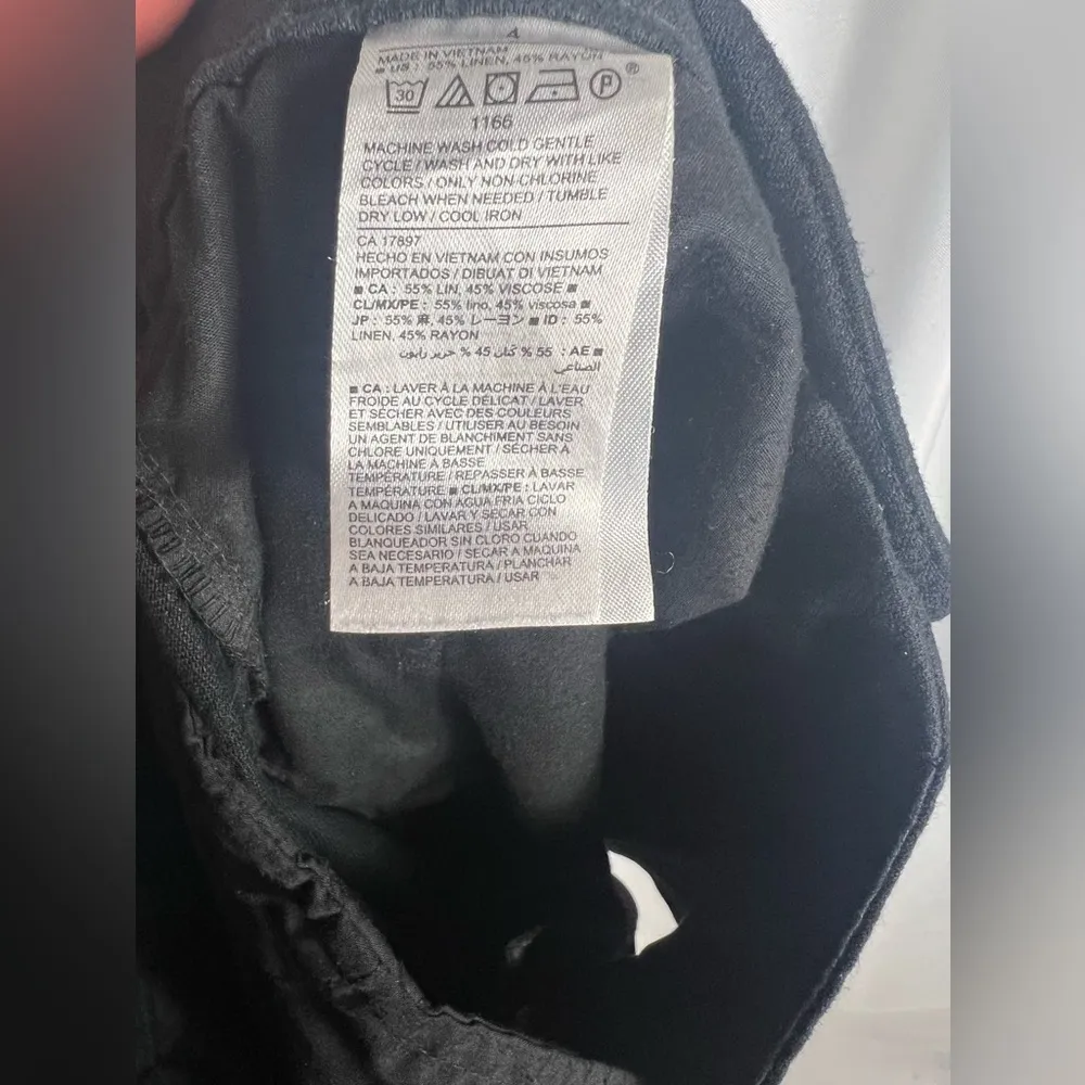 Old Navy Women’s Pleated Front Linen High Waist Black Size 4 Business Casual - Image 5