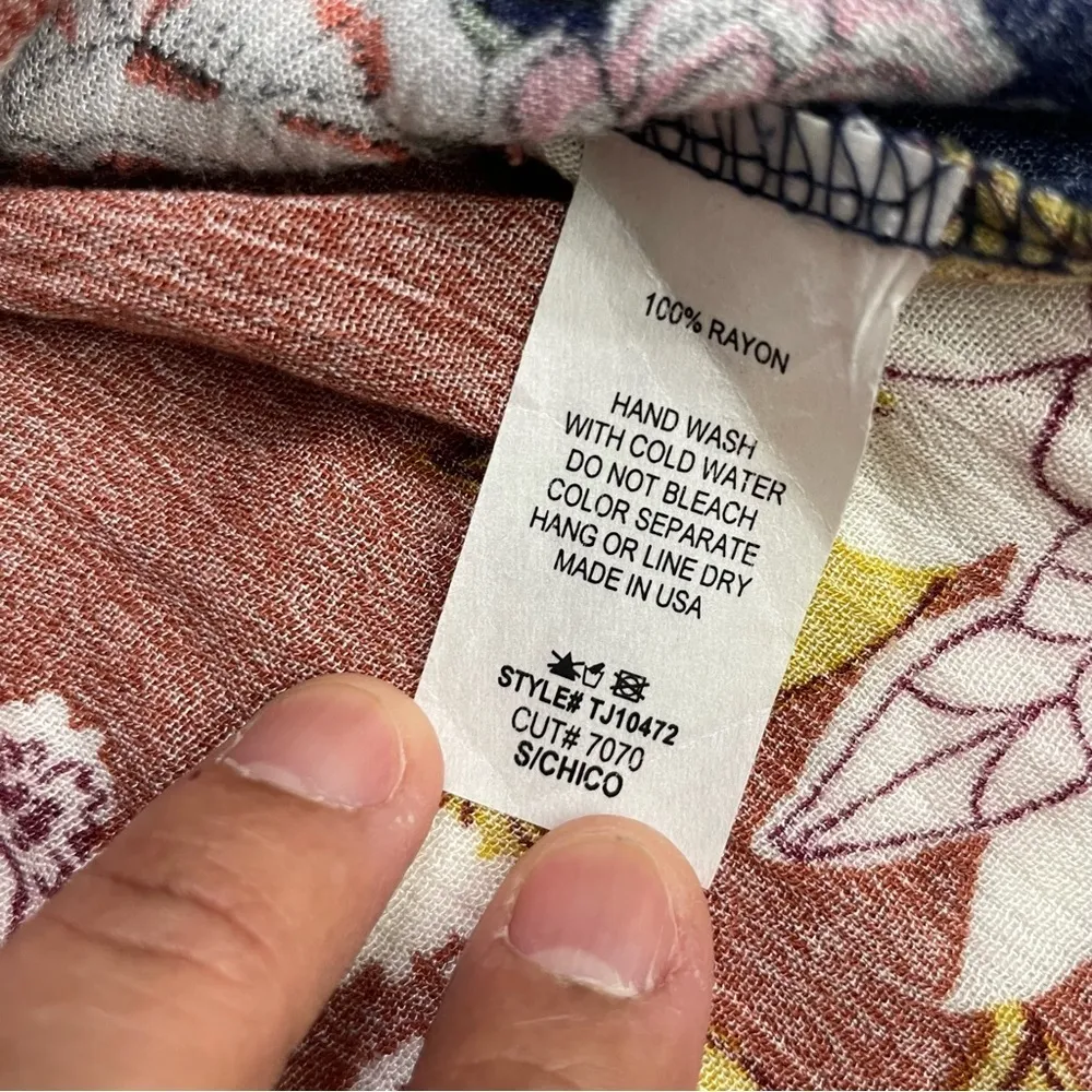 Ces Famme Mixed Floral Print Babydoll Top Size S Yellow - Image 11