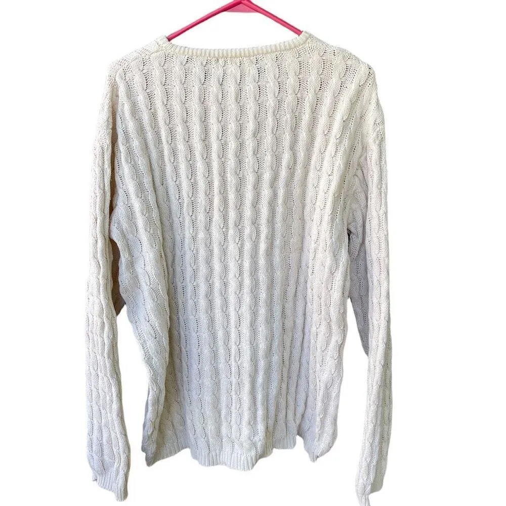 London Fog size L 100% cotton cable knit sweater. - Image 3