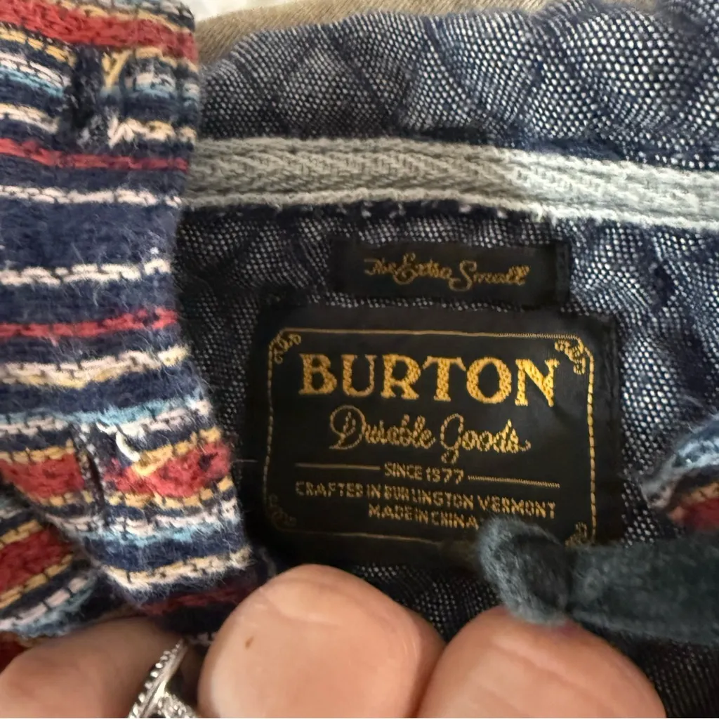 Burton Women's Colorful Stripe Serape Popover Sweatshirt Hoodie Half Button‎ XS - Image 5