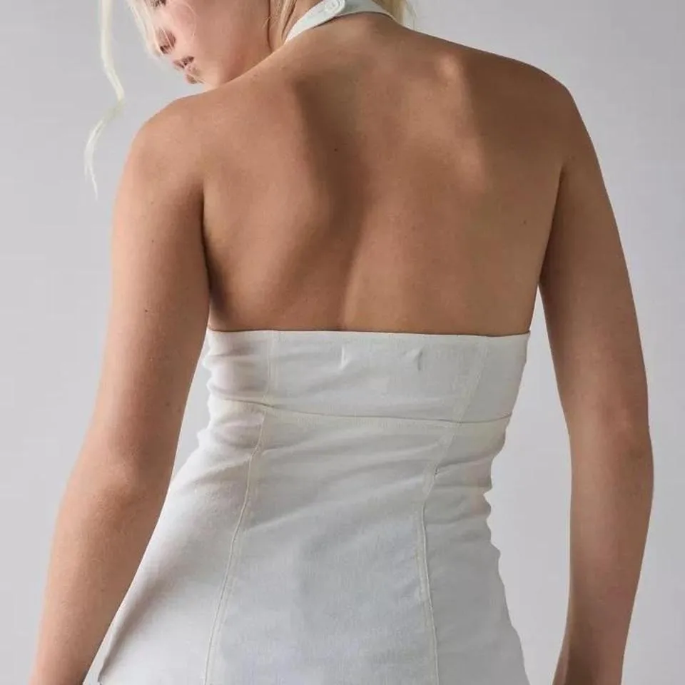 UO Sari Seamed Linen-Blend Halter Vest Top Large NWT - Image 4