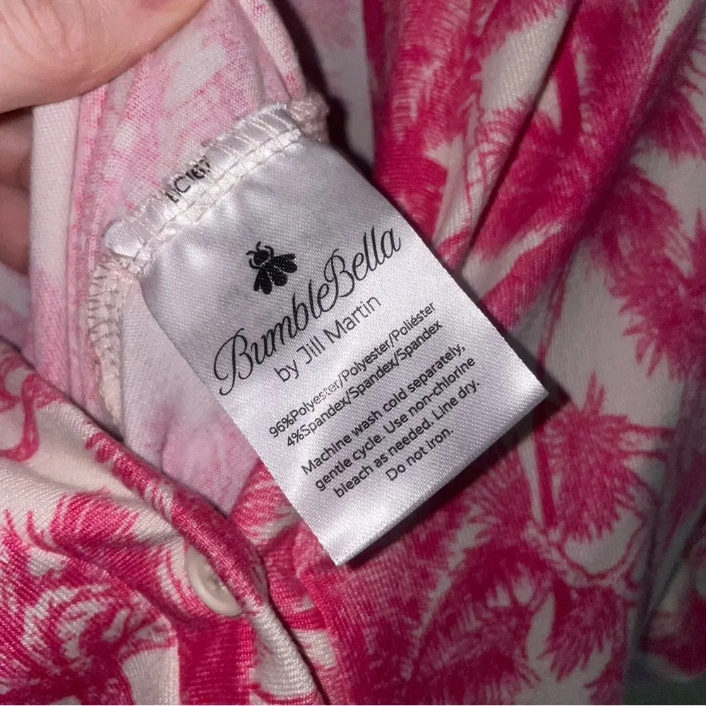 Bumblebella by Jill Martin QVC Small Dreamy Jersey Jumpsuit Pink Palms - Image 10