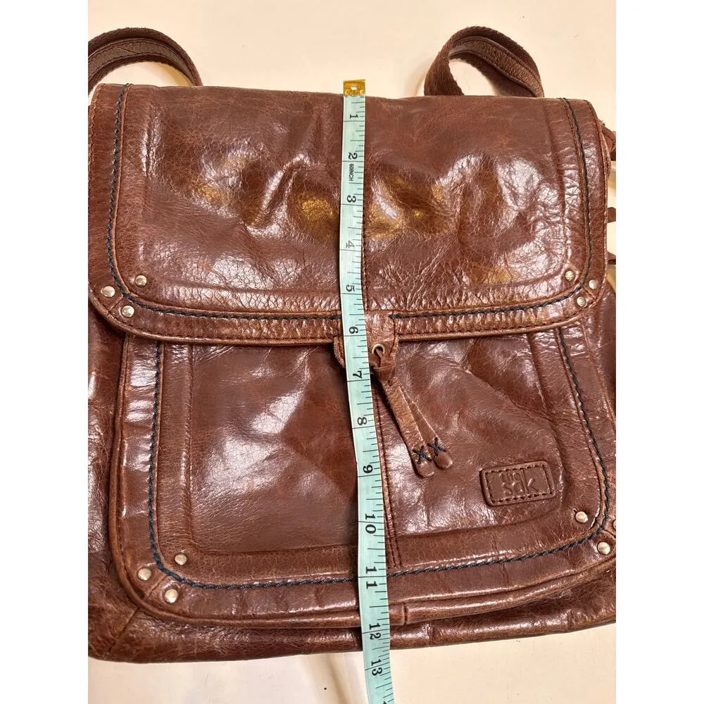 The Sak Brown Convertible Snap Backpack Crossbody Bag Purse Leather OS Pockets - Image 9