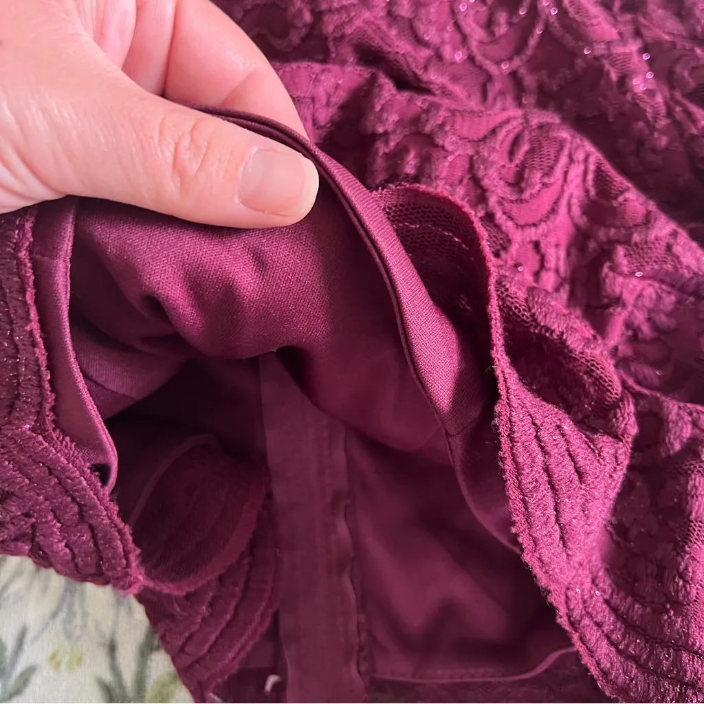 City Vibe Lace Purple Floral Formal Crop Top Mini Skirt Prom Set Size 7 - Image 11