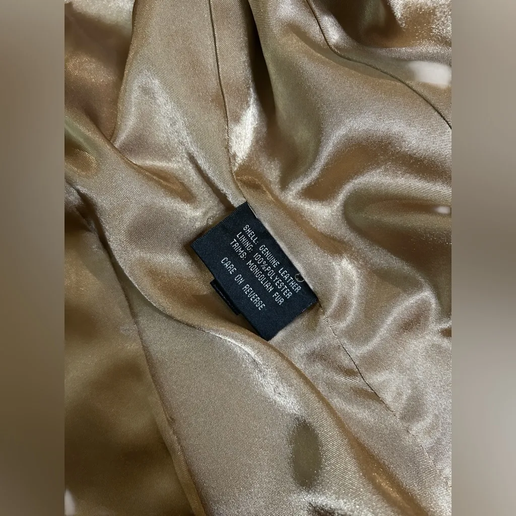 Vintage Y2K Colebrook Penny Lane Coat Camel Suede Mongolian Lamb Fur 2001 Rare Tan Size M - Image 15