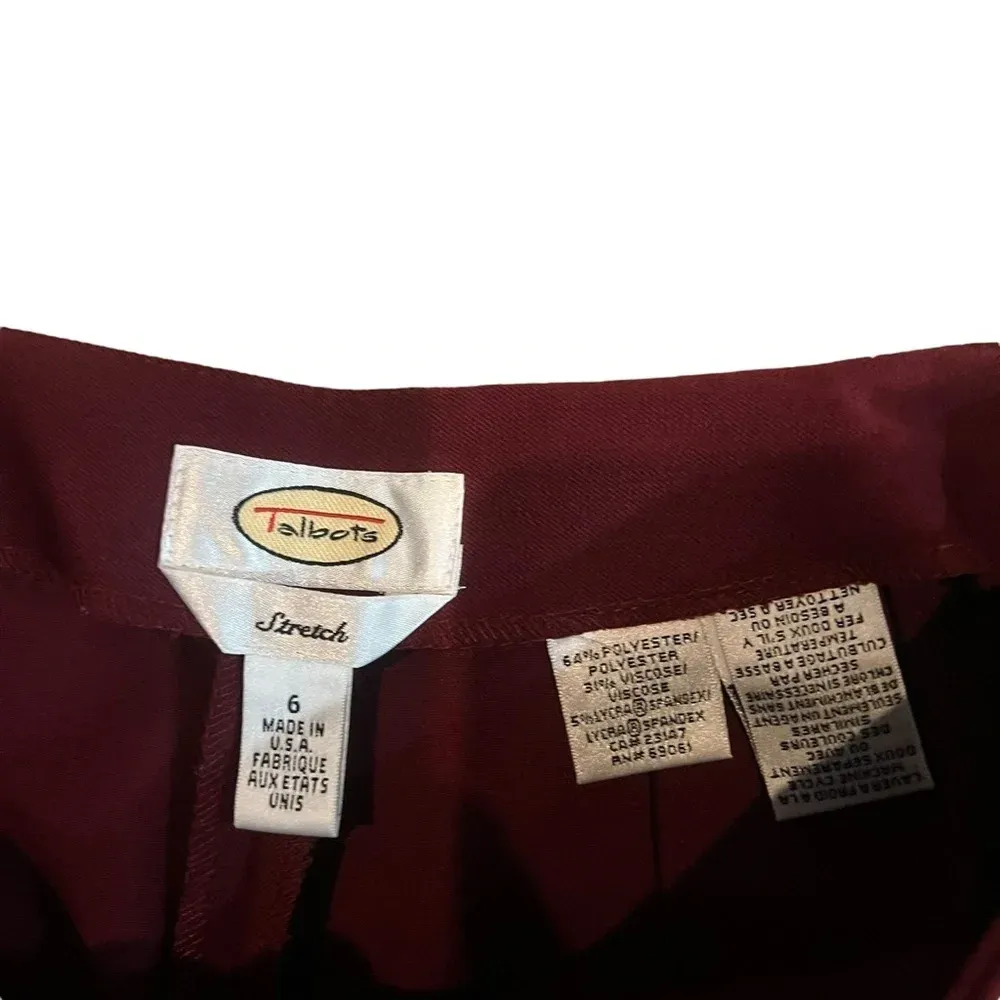 Talbots Women's Burgundy Pull on Ankle Pants‎ Size 6 - Image 2