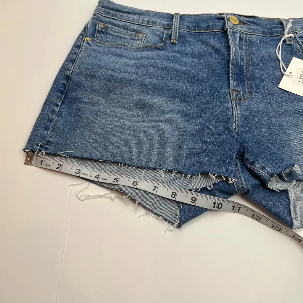 Frame Le Cutoff Raw Hem Womens‎ Size 31 Bixby Wash Blue Denim Jean Short NEW - Image 11