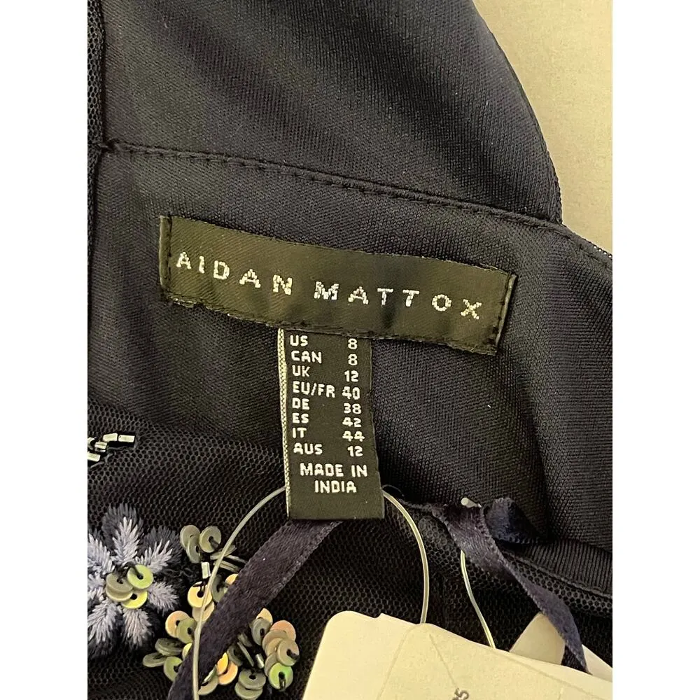 Aidan Mattox Embellished Floral-Embroidered Column Long Gown size 8 NWT - Image 6