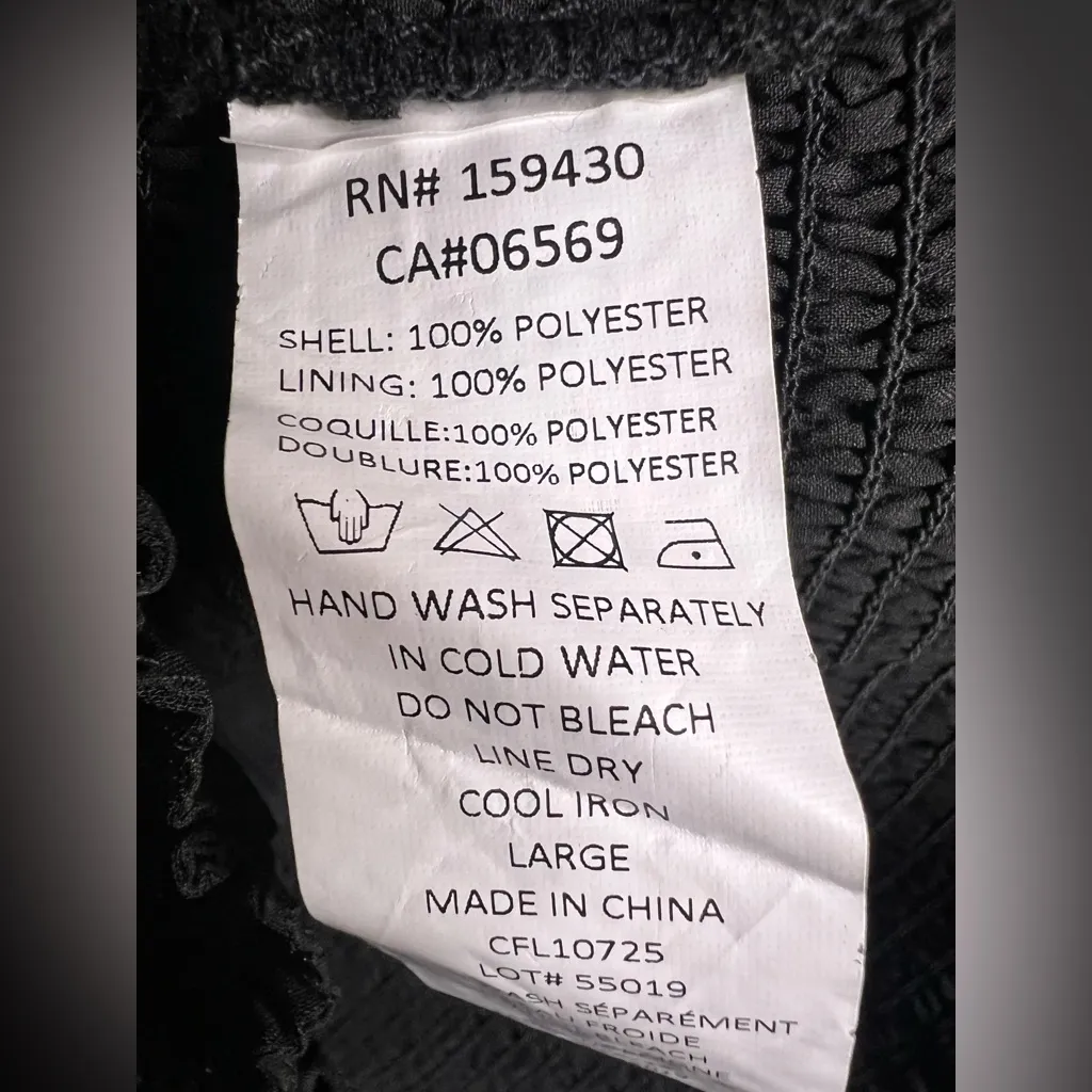 Elan Black Shimmer Stripe Mock Neck Smocked Long Sleeve Blouse.  Size Large NWT - Image 11