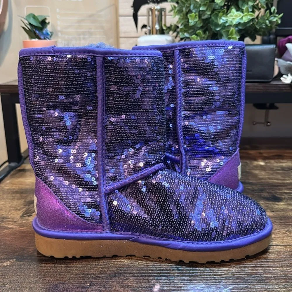 Ugh Purple Sequin Boots size‎ 7 - Image 6