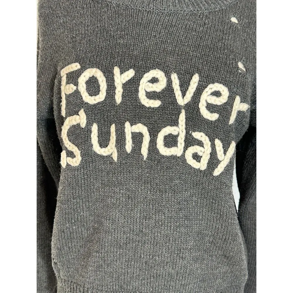 Vintage Havana Distressed Gray Forever Sunday Sweater Size Medium - Image 3