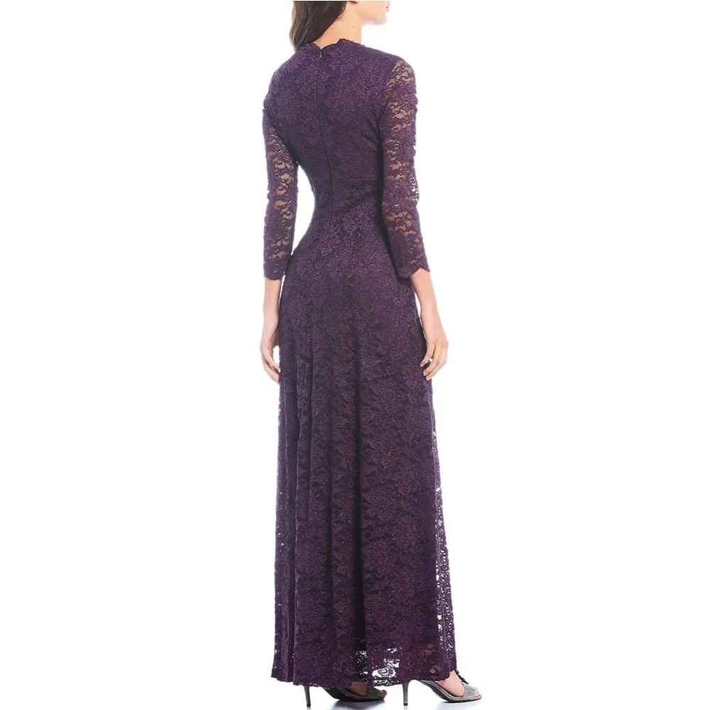 JESSICA HOWARD - LONG SLEEVE METALLIC LACE GOWN JH9M7887 - Image 4