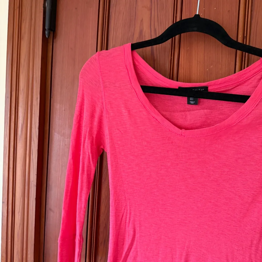 Willi Smith Bight Pink Three Quarter Length Sleeves Tee Shirt Size Small - Image 2